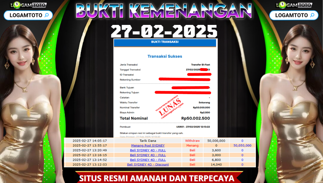 SELAMAT KEPADA MEMBER SETIA LOGAMTOTO BERHASIL JACKPOT DI PERMAINAN TOGEL SYDNEY LOTTO